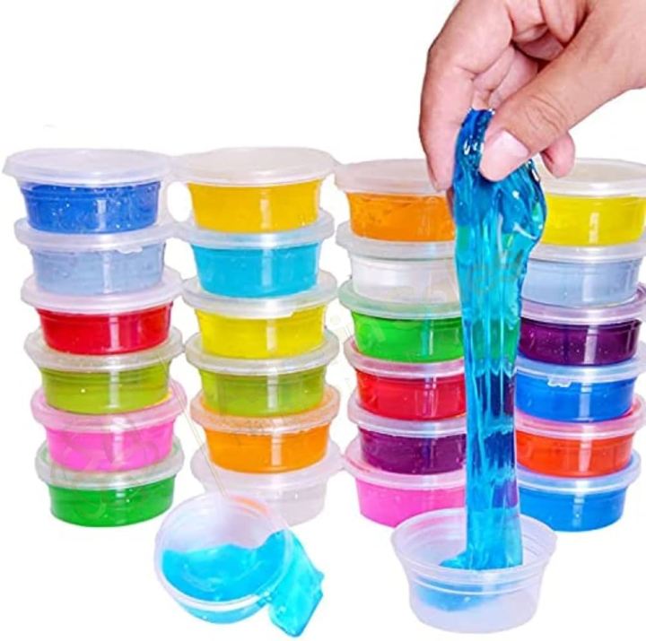 Slime kit, Colors Non-Toxic Clear Crystal Slime Soft Jelly Clay Putty mud Stress Relief Toy Jelly Toy for Kids & Adult, DIY Slime Making- Multi Color (Pack of 6
