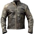Men's Vintage Antique Motorcycle Retro Biker Leather Jacket For Mens. 