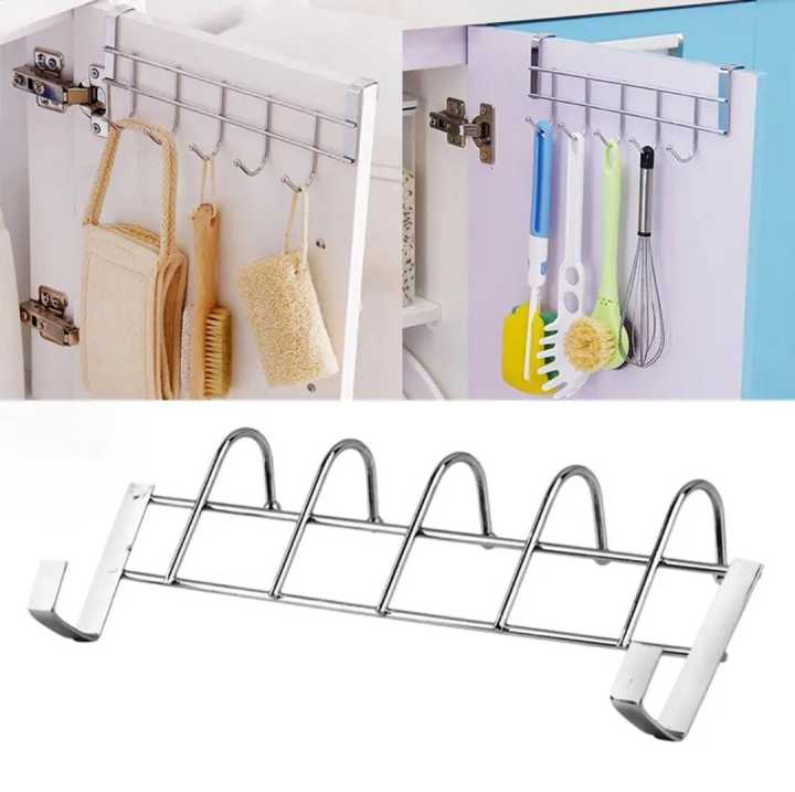 Over the cabinet door hanger/hook for Cabinet,5 hooks hanger for closet, Wardrobes and cabinet door, Steel Colour