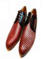 Red Wine & Black Color Leather Formal Shoes For Men. 