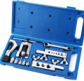 Flaring Tool & Swaging Tool Kit for HVAC, Tubing, Copper Pipe Flaring with Tubing Cutter and Ratchet Wrench, 45 Degrees, Blue. 