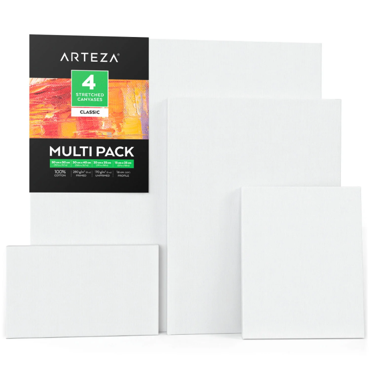 Pack of 5 Rectangle shape Canvas 6x4+ 8x6+ 10x8 + 12x10 + 14x12 inches Canvas For Painting Canvas  Canvas Panels 100% Small Cotton Stretched Canvas