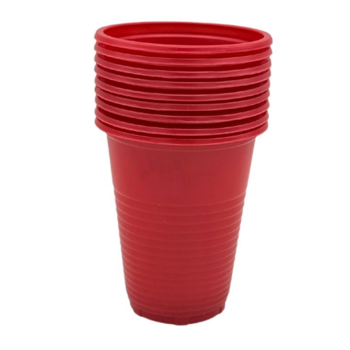 Red Plastic Cups - Red - Unisex - Pack Of 9