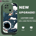 Jizetin for Redmi 10C Back Cover Cloud Astronaut Lambskin Texture PU Leather Back For Girls Boys Soft Phone Case. 