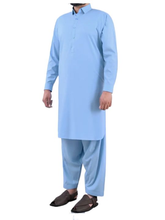 shalwar kameez readmade sky blue for mens