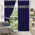 Premium Quality Velvet Front Border Curtains Pack of 2 (Size 8*4.5 feets). 