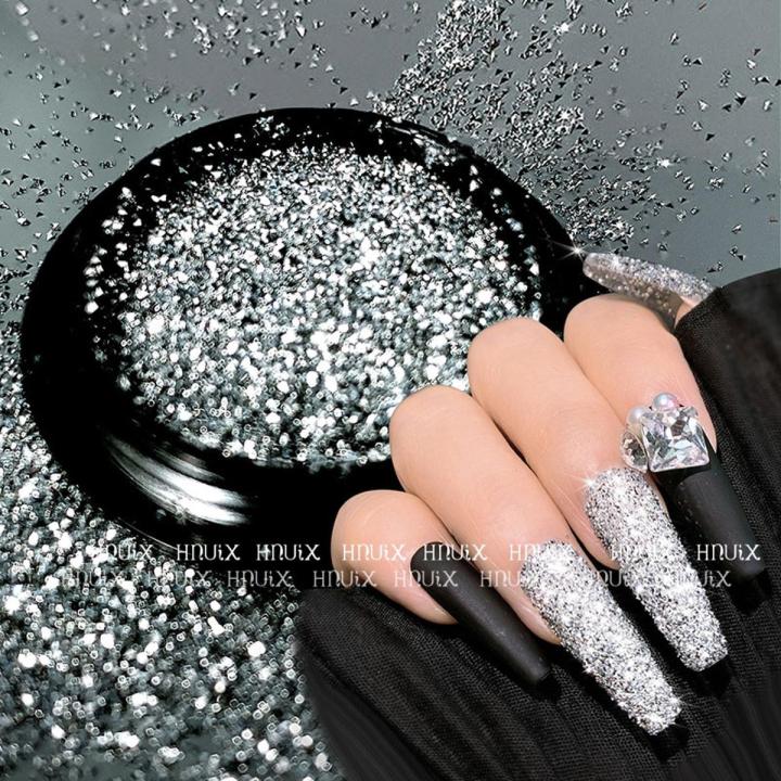 1 Box Reflective Diamonds Nail Glitter Powder Dazzling Nail Art DIY Decoration Polish Chrome Dust Sparkly Flash Disco Pigment