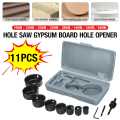 11 Pcs Hole Saw, Carbon Steel Cutter Set with Carrying Case - Circular Round Drill Bit. 
