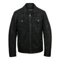Vintage Black & Brown Classy Real Leather Trucker Jacket For Men. 