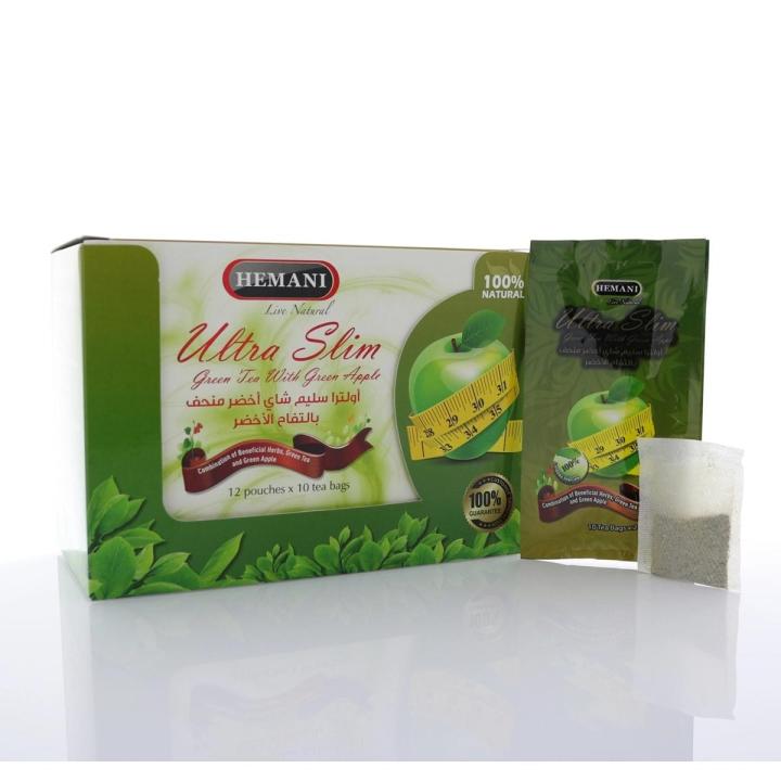 𝗛𝗘𝗠𝗔𝗡𝗜 𝗟𝗜𝗩𝗘 𝗡𝗔𝗧𝗨𝗥𝗔𝗟 - ULTRA SLIM TEA  WITH  GREEN APPLE  12 POUCH