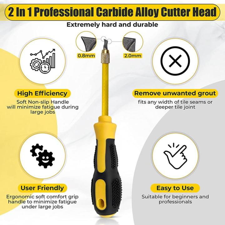 Grout Removal Tool 2 in 1 (Carbide Alloy Head), Grout Remover