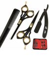 Barber Hair Cutting Scissors Set, Professional Haircut Scissors Thinning Shears Straight Edge Razor Barber Accessories Hair Trimming Kit, Hairdresser Tools Haircutting Shears Pro for Men Women. 