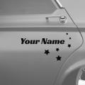 Car Sticker Decal Custom Car Name Stickers With 6 Stars - (10 inches Width) - Black. 