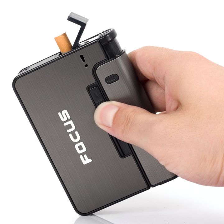 Automatic Cigarette Case With Inbuilt Refillable Lighter Premium Quality Men Gift