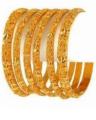 Set of 6 - Gold Plated Bangles - Golden. 