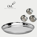 Indian Thali Steel Dinner Set/Thali Set of 1 Plate, 1 Plate, 3 Bowls. 