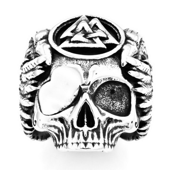 Hot Sale Cool Skull Ring Vikings Paiens Symbols Vintage Alloy For Men Ring