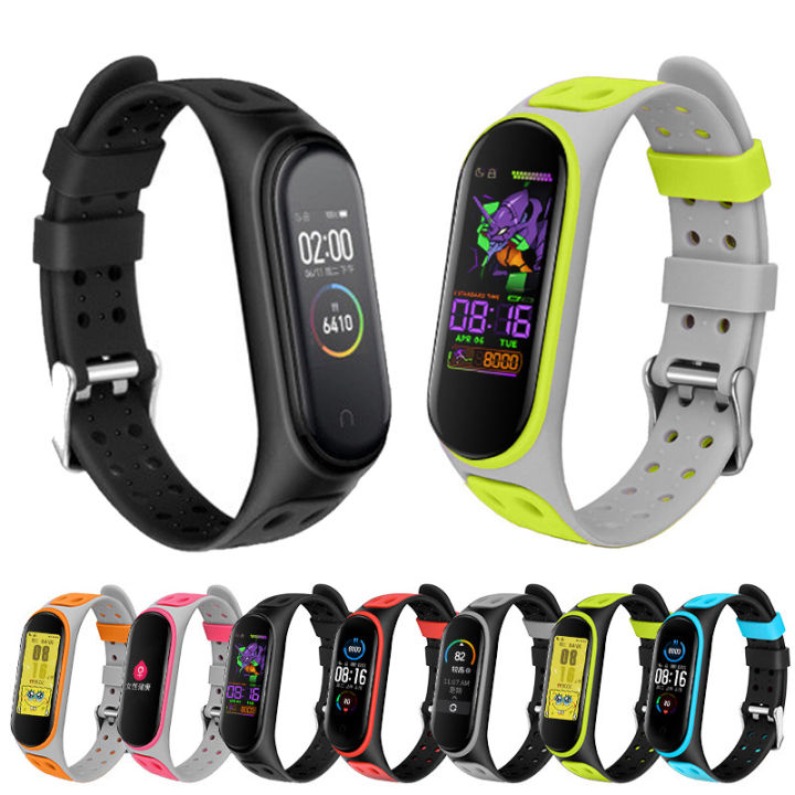 Para mi band 3/4/5/6/7 pulseira de silicone de duas cores de substituição inteligente