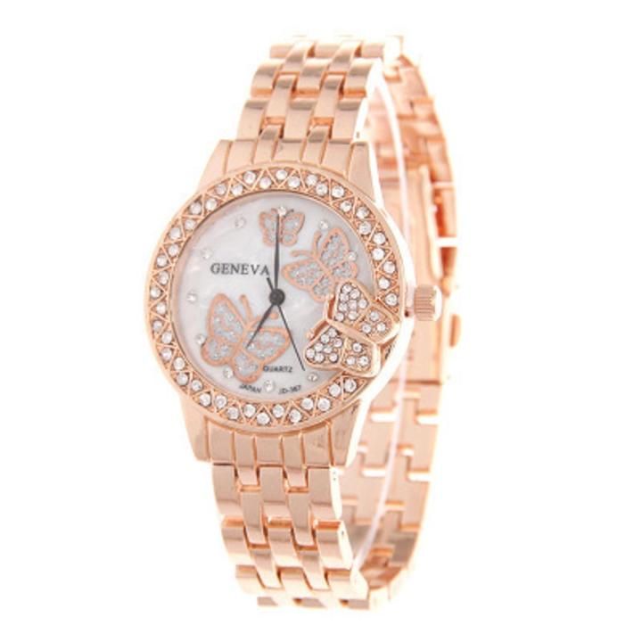 【ETOP】Online Hot Metal Watch Diamond Pattern Geneva Quartz Watch for Women