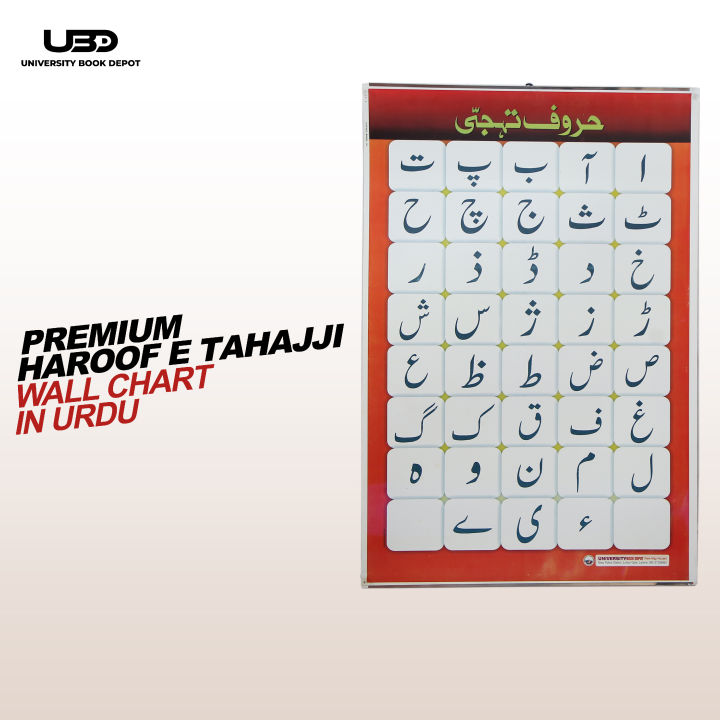 Haroof e Tahaji Wall Chart | Alif Bay Urdu Wall Poster for Classroom Decoration | Big Haroof Presentation on 200 grams Laminated Card 20*30 inches