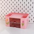 Box With Sticker Student Office Desk Decoration Pen Holder With Drawer Multifunction Desktop Organizer Stationery Storage. 