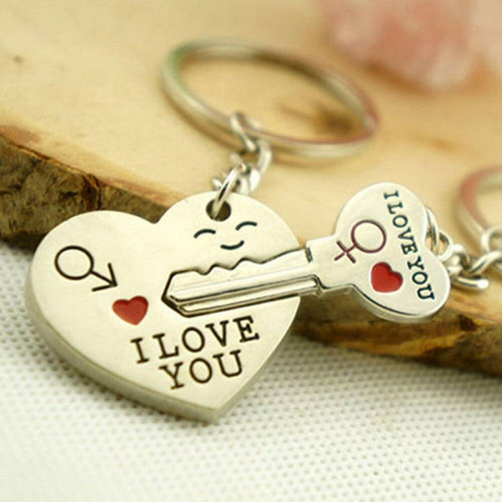 Romantic Couple Keychain Keyring Keyfob love Day Lover Gift Heart Key Set