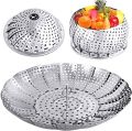 Stainless Steel Foldable Strainer/Steamer/Basket, Folding Dish Steam Stainless Steel Food Steamer Basket Mesh Vegetable Cooker Steamer Expandable Pan. 
