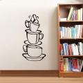 size- 1.5 x 1 feet - stylish coffee mug tea cup building pattern self adhesive wall sticker decal vinyl for kitchen, fridge ,cupboard ,restaurants, interior, home decor decoration - Black color -rising arts. 