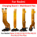 USB Charge Port Jack Dock Connector Charging Board Main FPC LCD Display Mainboard Flex Cable For Redmi Note 13 4G 13 Pro Plus 5G. 