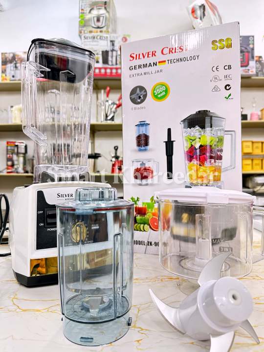 Silver Crest 3 in 1 Food Processor | Blender, Chopper and Grinder | 6 Razor-Sharp blades | German Technology
