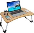 Wooden Gaming Laptop Table For Bed Foldable Stand Ergonomic Portable Drawing Notebook Reading Food Breakfast Serving With Inbuild Tablet And Cup Holder Slots Couch Black Brown Pink Yellow Green White Blue HighQuality. 