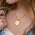 Custom Engraved Gold Women's Heart Pendant Necklace Personalized Jewelry Customized Christmas Gift for Her Friend Mom Girlfriend. 