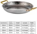 Frying Pan, 304 Stainless Steel Spanish Paella Pan, Hand Hammered Non-Stick Paella Pan Cookware with Double Riveted Handles for Home Kitchen Restaurants(Silver)1pcs. 