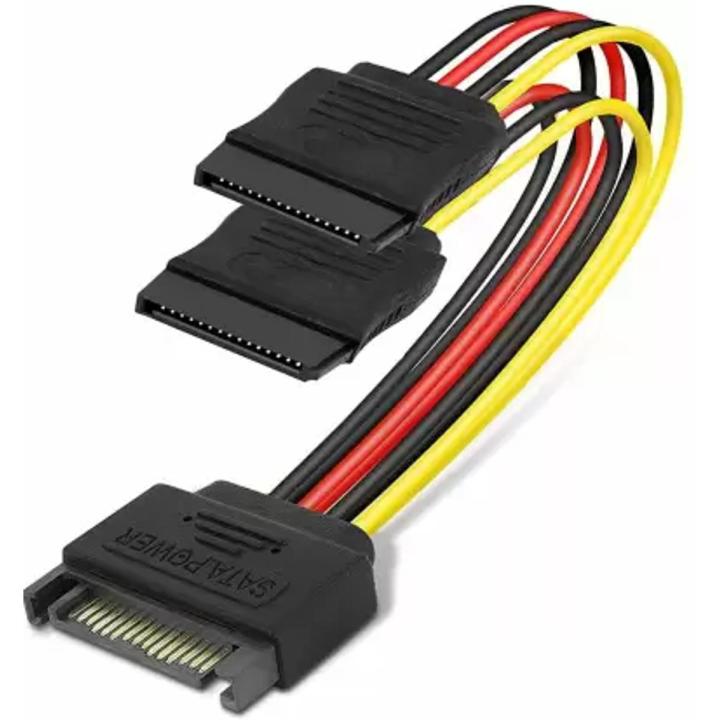 SATA Power Y Splitter Cable Connector – Male to Dual Female Connector - Power splitter, SATA power (Male) to SATA power (Female x 2)