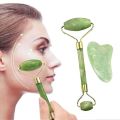 Flawless Natural Jade Face Roller Gua Sha Scraper Set Masssager for Face Neck Body Skincare Beauty Guasha Massage Tool Facial Slim Lift (Original Stone). 