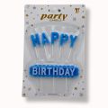 HAPPY BIRTHDAY CANDLES IN BLUE COLOR - CAKE DECORATION CANDLES - WORDS CANDLES - 6 PCS CANDLE SET. 