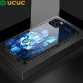UCUC for iPhone 11 Pro Max Back Cover Elegant Flowers Personalized Patterns Tempered Glass Hard Phone Case for Girls. 