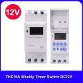 THC15A Weekly Timer Switch DC 12V | Digital Programmable Time Switch | Automatic On/Off Control | LCD Display | 16 ON/OFF Settings | Energy Saving. 