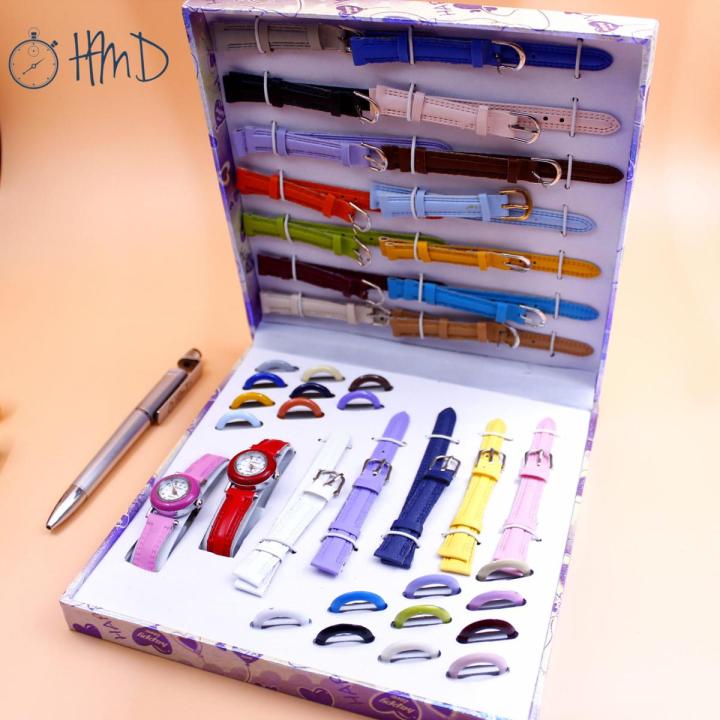 Elegant Interchangeable Multicolour Watch Gift Set in Box - 6/11/16/21 and 21 with Extra Watch Differnt Models