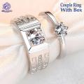2 Pcs Adjustable Couple Rings set Gift for Girls With Box and Boys Silver Cuple Rings Pair Simple resizable. 