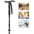 Aluminium Adjustable 4-Step Anti-Shock Telescopic Hiking Walking Stick With Led Flashlights (Black). 
