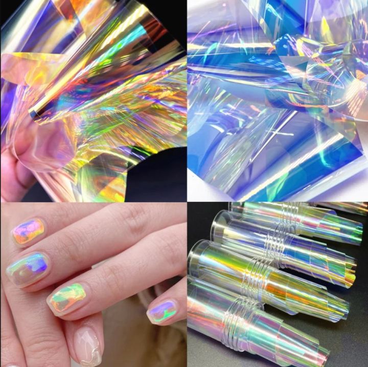 Aurora Nails Glass Foil Film Sticker Cellophane Paper Korean Nail Trend Design Ice Cube Manicure DIY Decoration