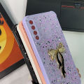 Vivo Y20 Cover- Pink - New Trendy Sweet Case With 3D Shiny Stars Glitter & Bow Soft Silicon Case. 