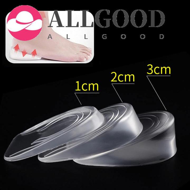 【ALLGOOD】 1/2/3cm Insole Shoe Pad Heel Lift Elevated Silicone Shoes Scale Silicon Gel Elevated Taller Insoles Insert Height Increase Heel Transparent Lift UP 1-3cm Invisible