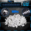 100 Pcs Round Cable Wire Clips with Steel Nail Electric (Made in Taiwan). 