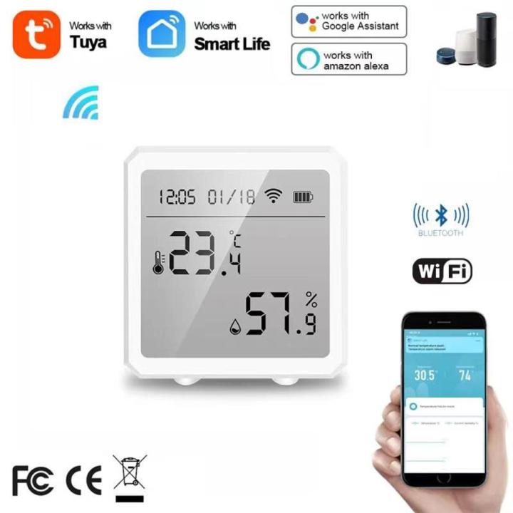 Wifi+Bluetooth Tuya Smart Temperature And Humidity Sensor Can Be Connected To Hotspots, With Alarm Function, Support Smart Life Time Monitor