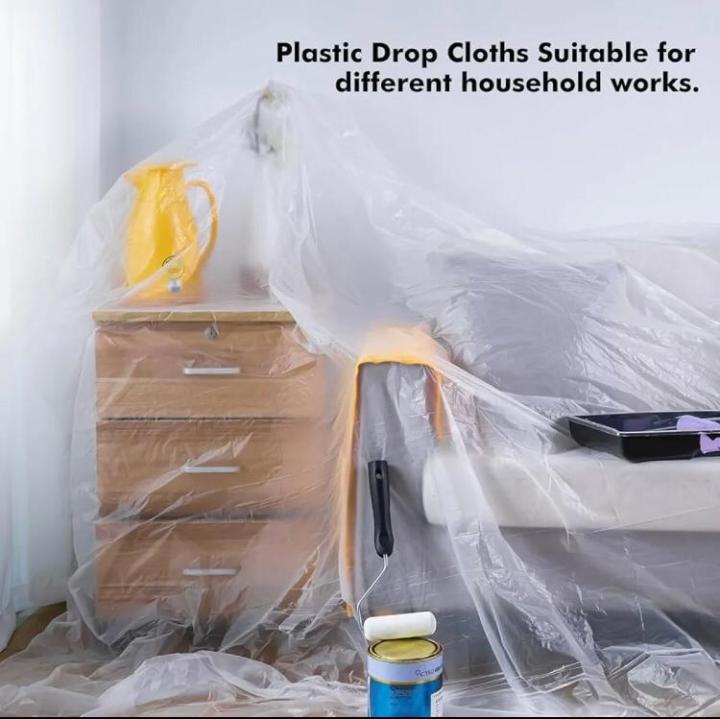 Plastic Drop Cloth,3mx4m Drop Cloth for Painting,Tarp Waterproof Plastic Sheeting for Couch Cover and Furniture Cover Anti Dust Furniture Cover