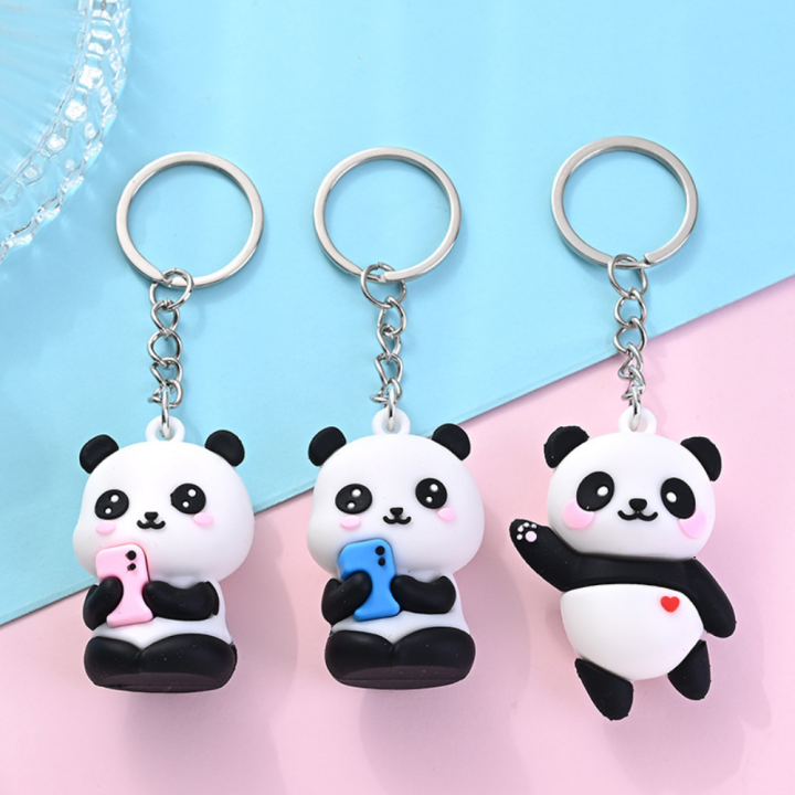 Metal Panda Keychain Cute Metal Ring 10*4*3CM Cartoon Keychain Cartoon 3D 3D Doll Pendant for Backpack Wallet Gift Prize Couple