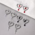 1 Pair Of Retro Gothic Style Thorn Heart Design Earrings, Heart-Shaped Earrings With Spikes, Neutral Earrings Holiday Party Gift YINGYING. 