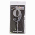 Numbers 0-9 Paper Cardboard With Crown Cake Topper Gold & Silver 8" Inch Cardboard Cupcake Toppers For Birthday Party, Weddings Anniversary, 1st First Birthday, Kids Birth Day, Age Year Cake Topper Party Supplies. 